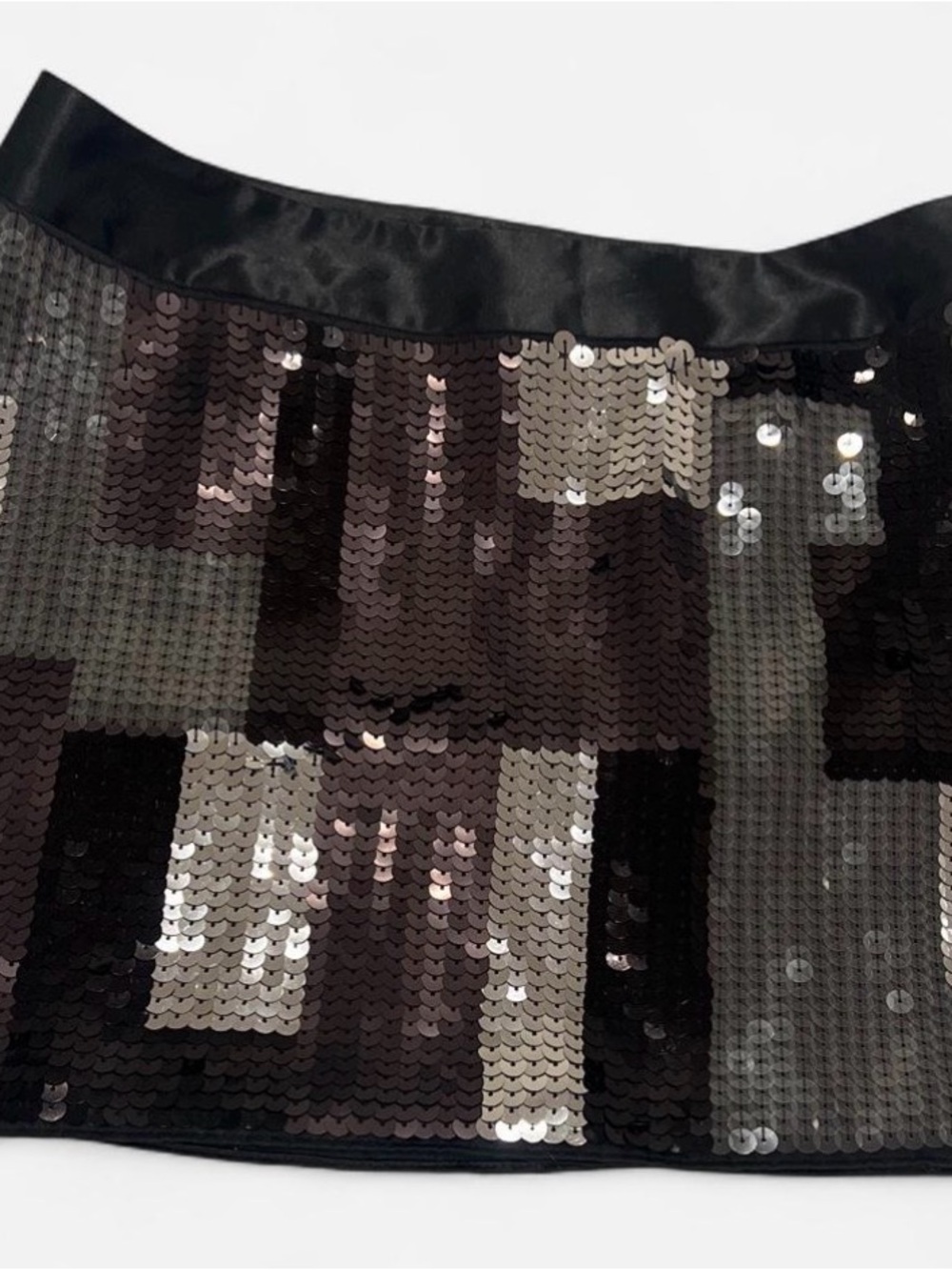 Express Black and Silver Sequined Mini Skirt